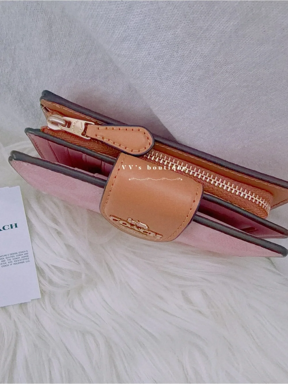 NWT Coach Medium Corner Zip Wallet Signature Canvas Powder Pink CEC29 RARE
